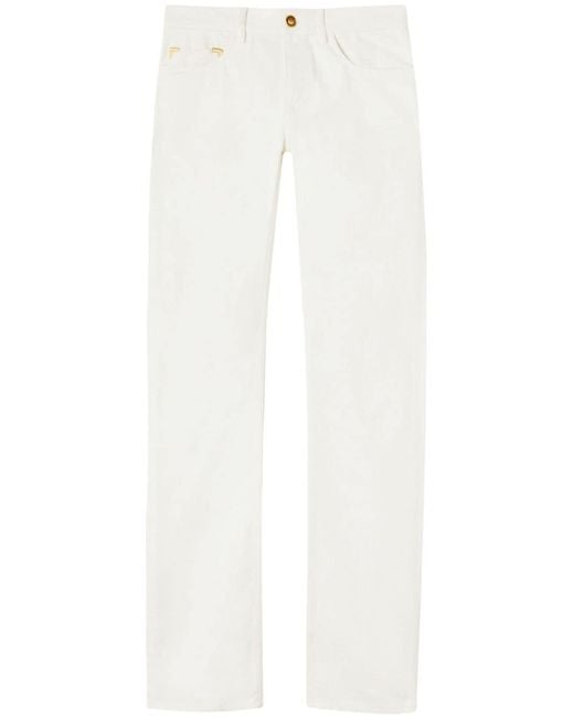 Palm Angels White Monogram Straight-Leg Jeans