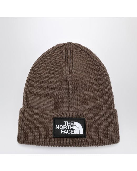The North Face Brown Beanie With Logo Patch