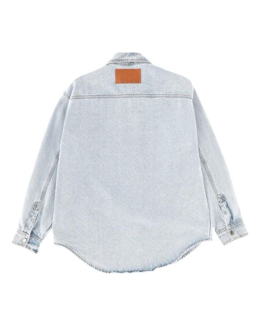 MSGM Blue Shirt With Embroidered Logo for men