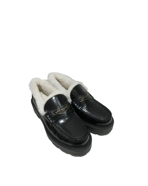 Dior Lederen Logo Loafers in het Black