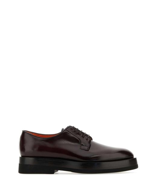 Santoni Black Grape Leather Lace-Up Shoes for men