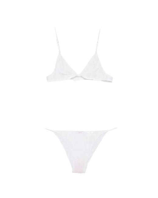 Oseree White Bridal Lace Triangle Set