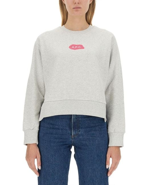 A.P.C. White Sweatshirt With Logo