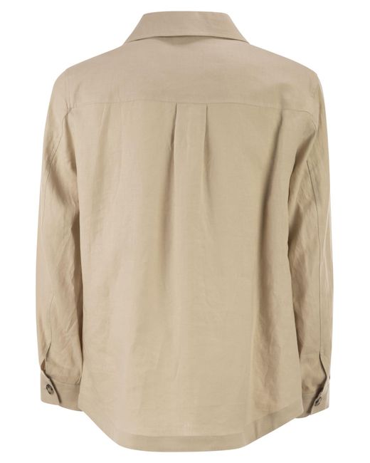 Boss Natural Linen Shirt Jacket With Patch Pockets
