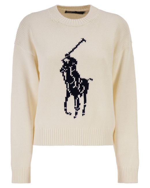 Polo Ralph Lauren Natural Big Pony Cotton Crew Neck Jumper