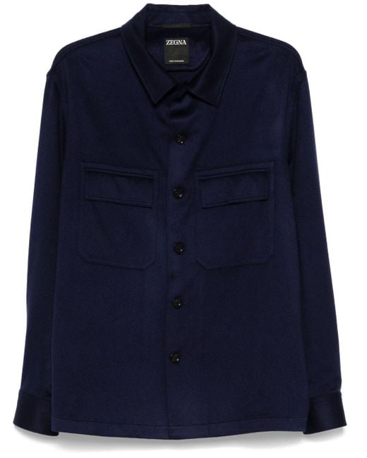 Zegna Blue Oasi Cashmere Overshirt for men
