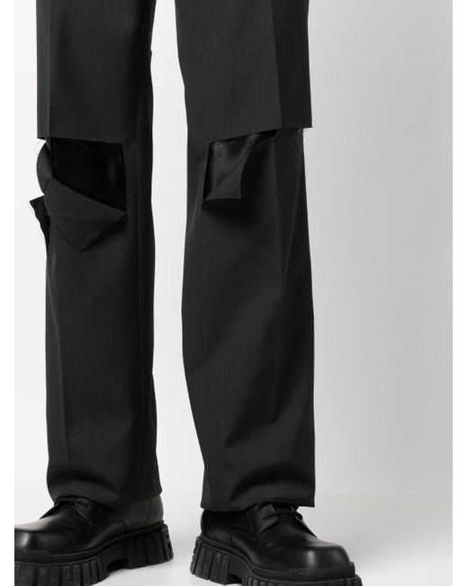 Givenchy Black Ripped Wool Trousers for men