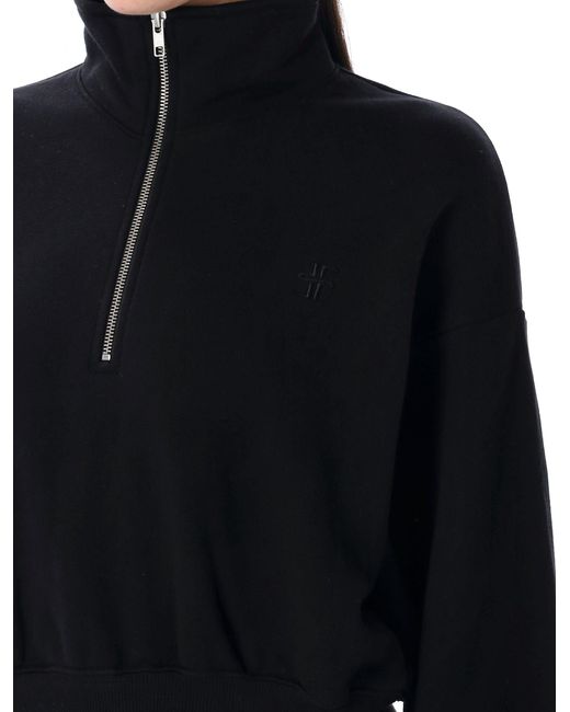 ÉTERNE Black Half-Zip Cropped Sweatshirt