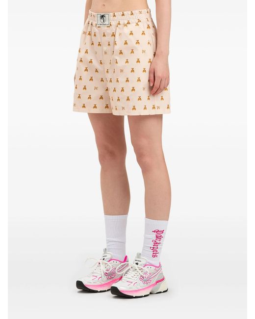 Palm Angels Mini Bear-monogramshort in het Natural