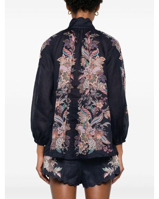 Zimmermann Rhiannon Billow Blouse in het Multicolor