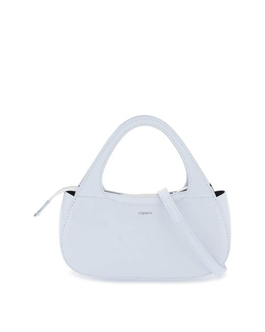 Coperni Swipe Micro Baguette Bag In Glanzend Leer in het White