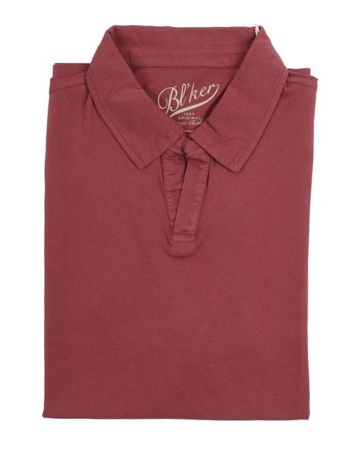 Bl'ker Red Polo Manica Corta Hamptons Senza Bottoni Jersey