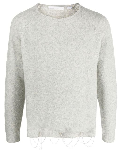 Random Identities White Long-Sleeved Chain-Embellished Jumper for men