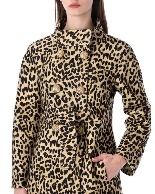 Valentino Garavani Brown Animalier Print Cloth Coat