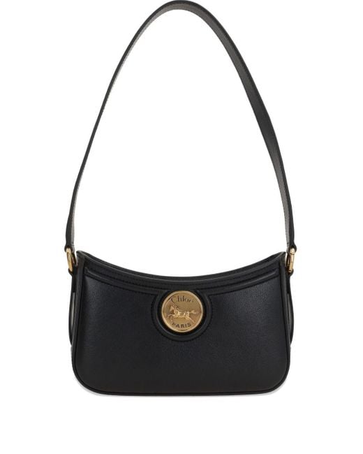 Chloé Black Horse Medal Leather Shoulder Bag