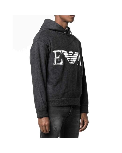 Emporio Armani Black Wool And Cashmere Sweatshirt for men