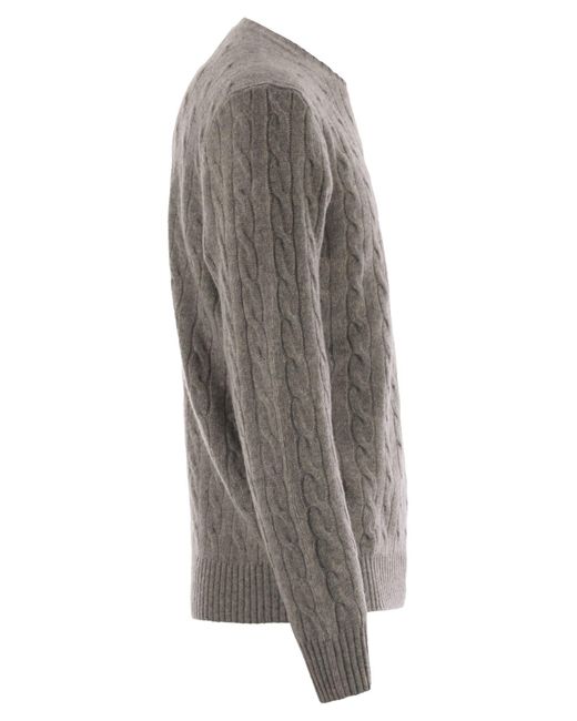 Polo Ralph Lauren Gray Wool And Cashmere Cable-Knit Sweater for men