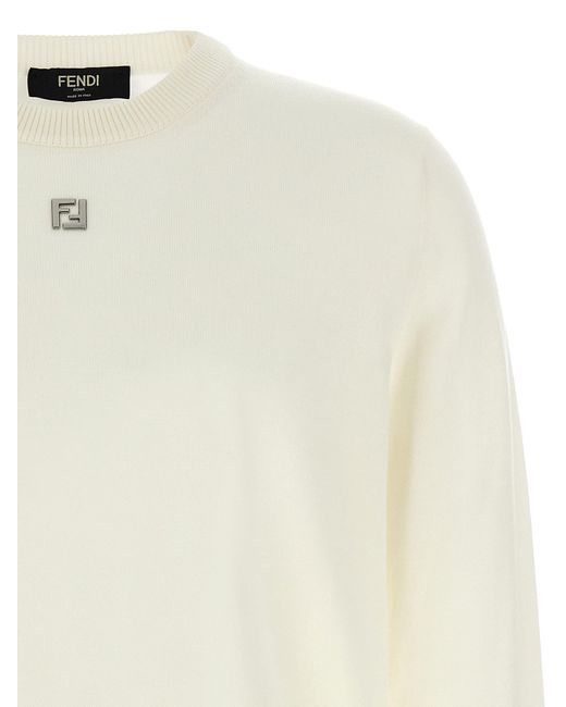 Suéter de logotipo ff Fendi de hombre de color White