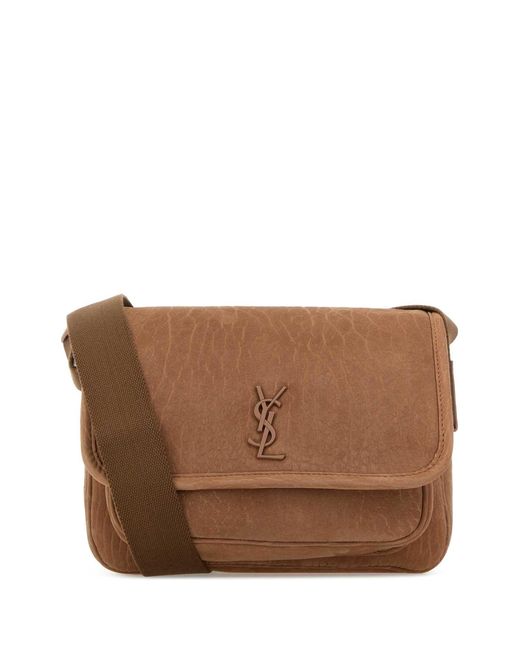 Saint Laurent Brown Biscuit Nabuk Crossbody Bag