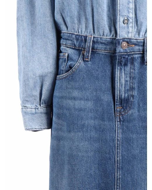 7 For All Mankind Blue Mid Maxi Dress Ipanema