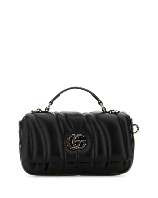Gucci Black Leather Gg Milano Handbag