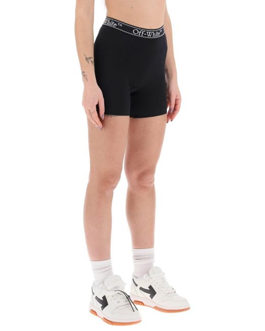 Off-White c/o Virgil Abloh Black Sporty Shorts mit Markenstreifen