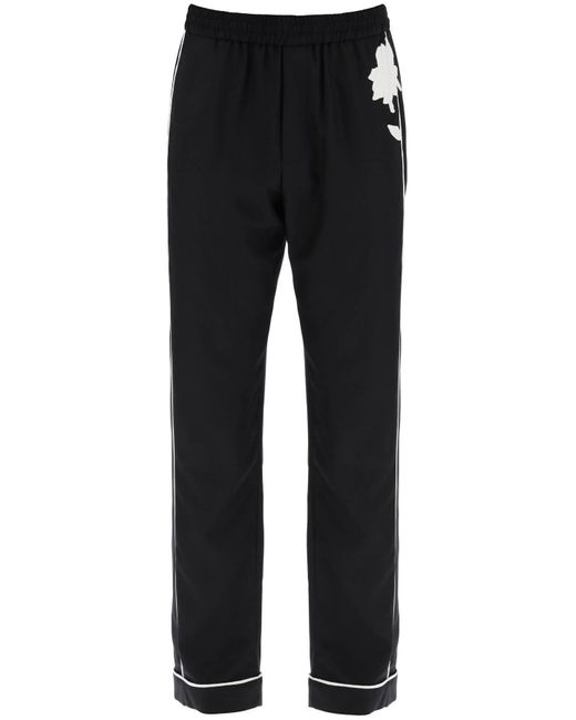 Silk Poplin pantalones en ocho Valentino Garavani de color Black