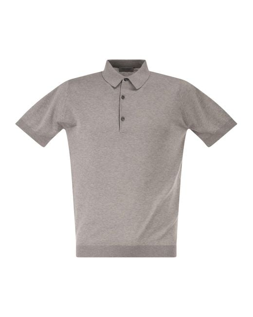 John Smedley Gray Adrian Cotton Short Sleeved Polo Shirt