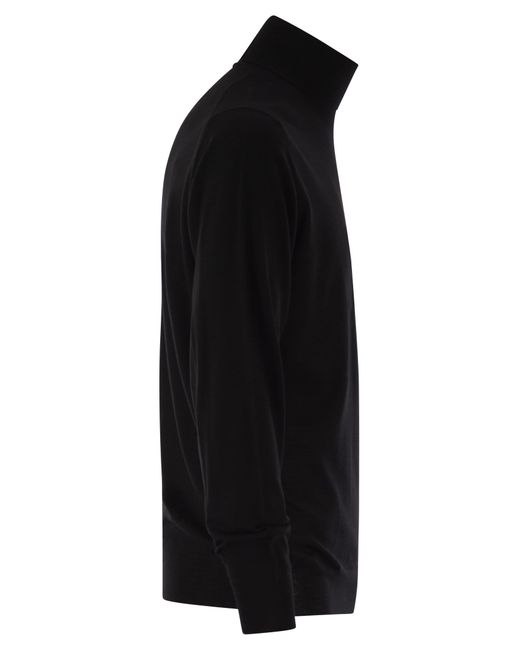 Fedeli Superfine Wool Turtleneck Derby in het Black voor heren
