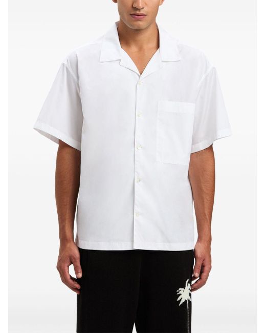 Palm Angels Klassiek Overhemd Met Gewelfd Logo in het White voor heren