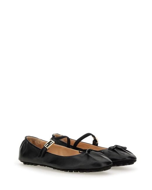 Fendi Black Ballerina With Ff Baguette Pattern