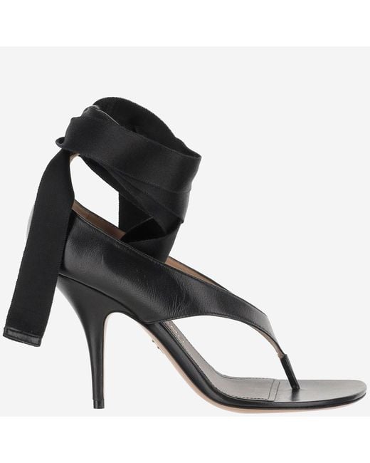Ferragamo Black Leather Sandal With Heel