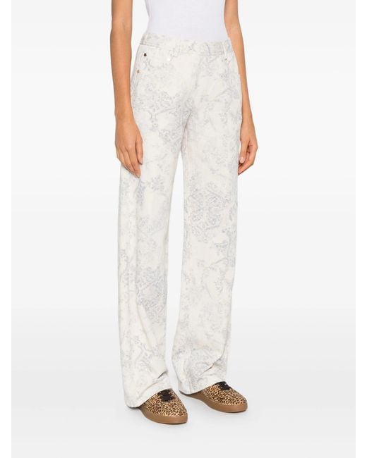 Forte_forte White Pants 5 Tasche Vita Alta Denim"Nontiscordardime"