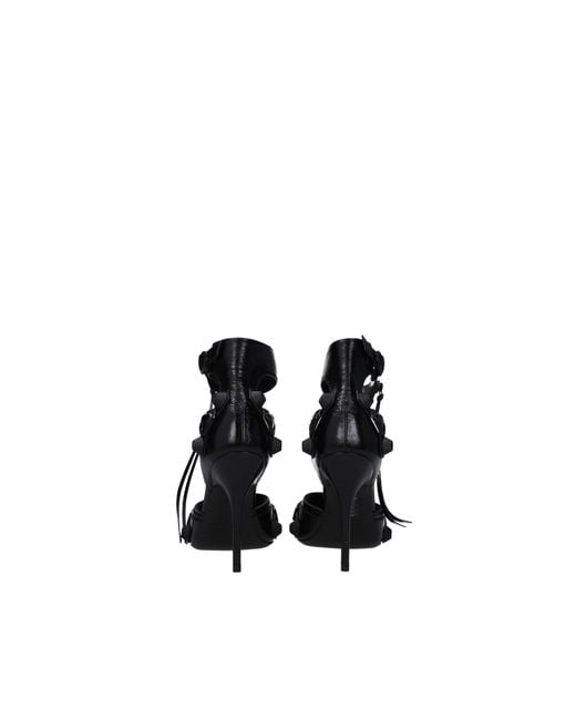Balenciaga Black Cagole Sandals Leather