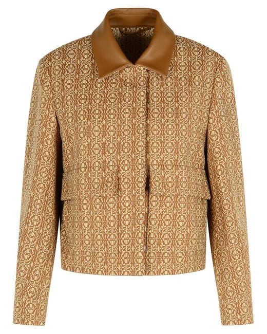 Max Mara Brown 'Viborg' Camel Cotton Jacquard Jacket