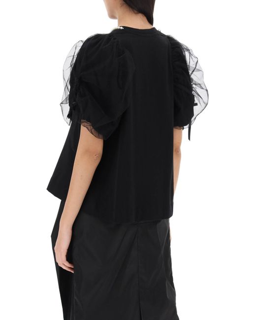 T-shirt Puff Sleeves Simone Rocha en coloris Black