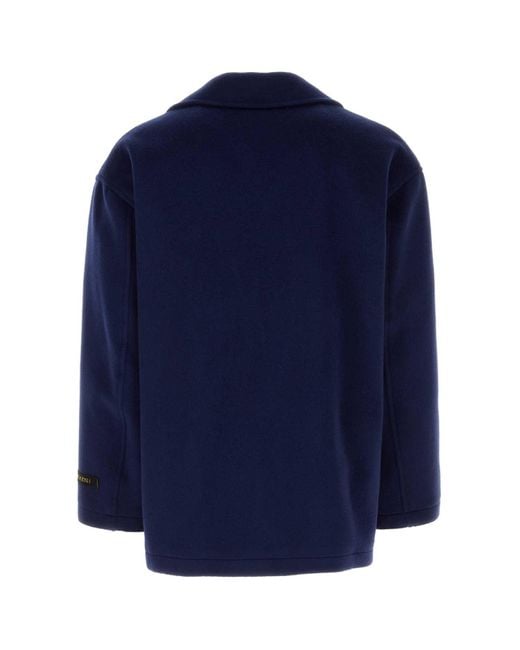 Marni Blue Wool Blend Coat for men