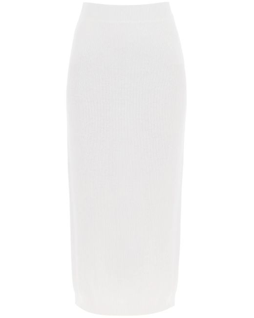 Falda midi de punto de algodón de Brunello Cucinelli de color White