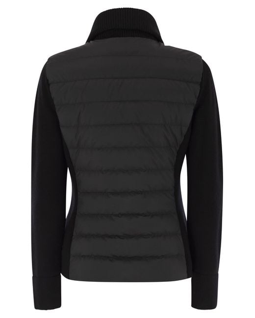 Moncler Black Padded Wool Cardigan With Zip