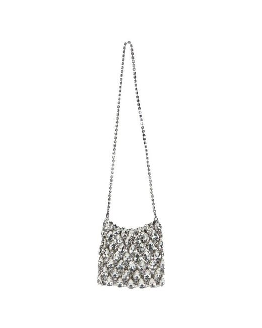Self-Portrait White Crystal Embellished Clutch