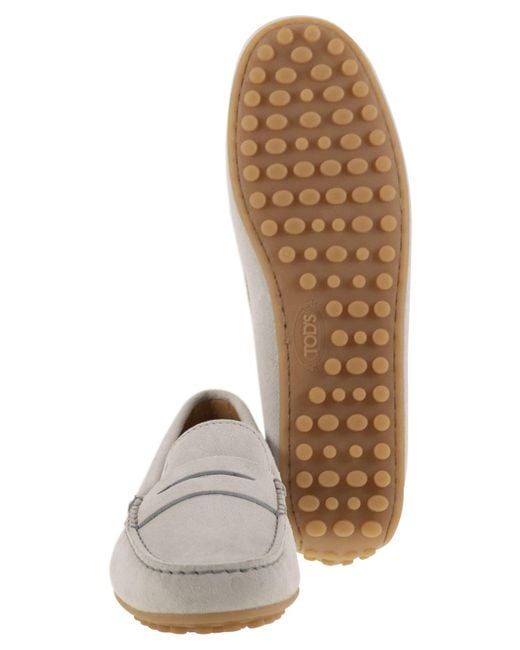 Tod's White City Gommino Suede Loafer