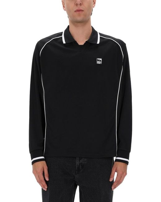 Obey Black Polyester Polo Shirt for men
