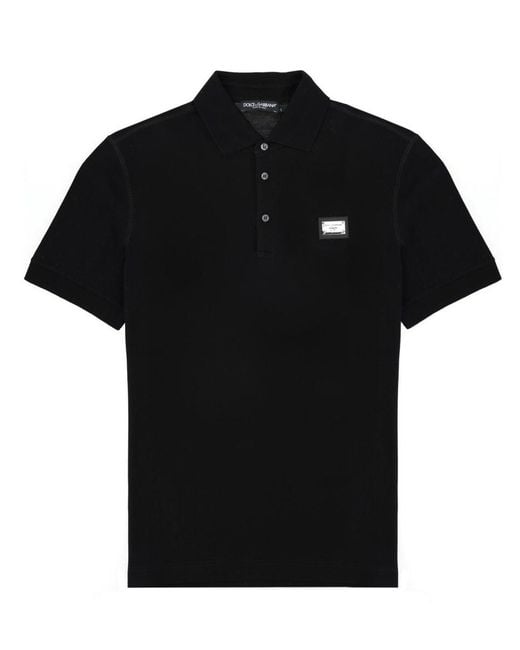 Dolce & Gabbana Black Polo Con Patch Logo