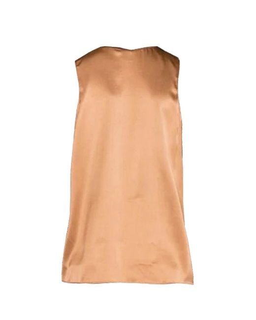 Pinko Brown Halter Neck Top With Ring Detail And Flowy Silhouette