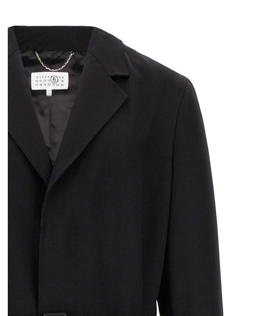 MM6 by Maison Martin Margiela Black Wolle Trenchcoat