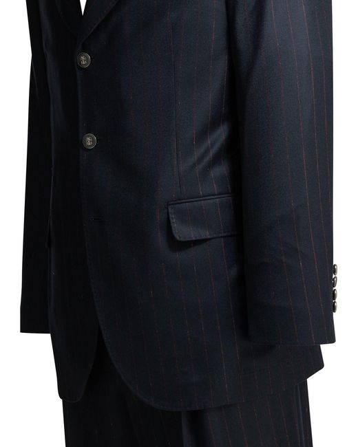 Brunello Cucinelli Black Formal Pinstripe Suit for men