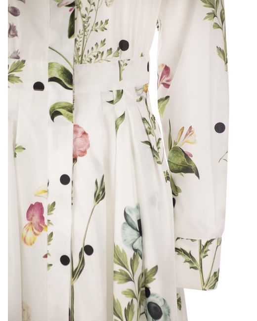 Max Mara Tessile Printed Taffeta Chemisier Dress in White | Lyst