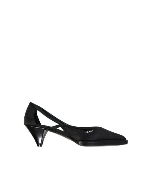 Prada Black 55Mm Cut-Out Satin Pumps