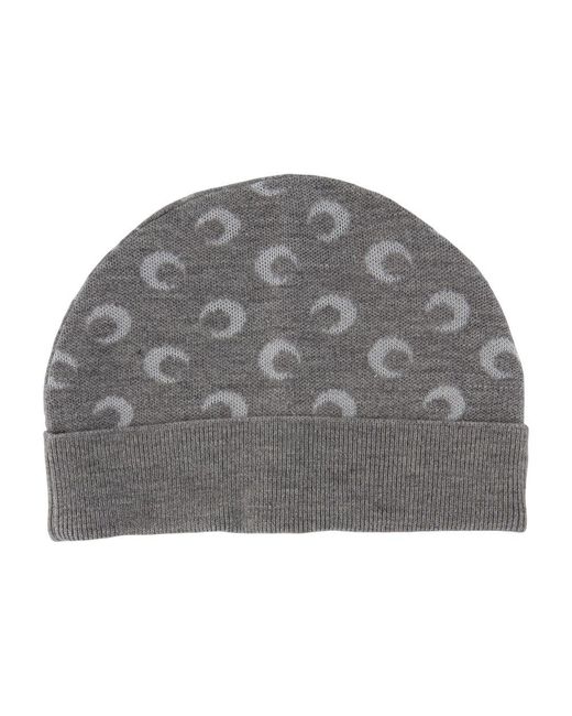 Bonnet Moon Jacquard Laine Gris MARINE SERRE en coloris Gray