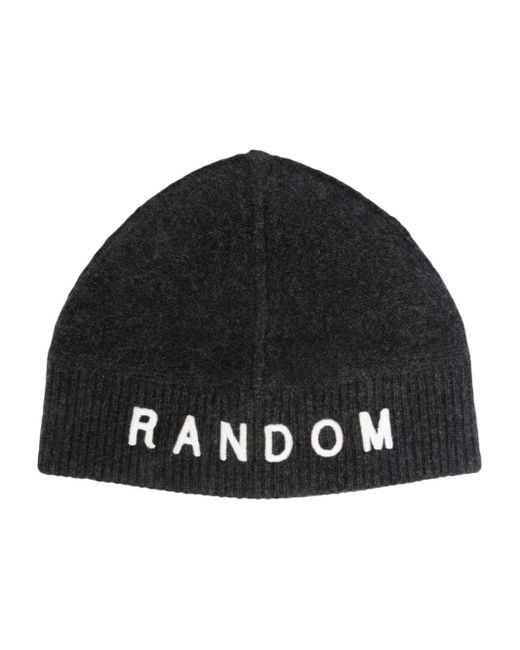 Random Identities Black Logo-Embroidered Wool Blend Beanie for men